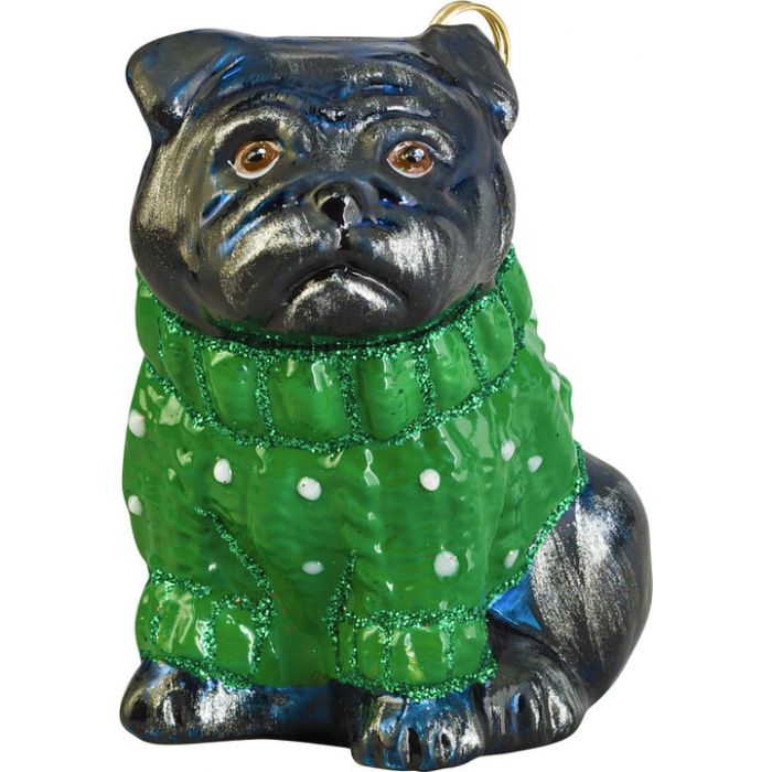 Turquoise/Blue Urban Trends Ceramic Sitting British Bulldog Figurine with Collar Gloss Finish Turquoise