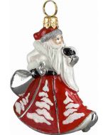 Mini Trumpeting Santa - Red with White Trees