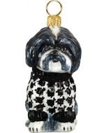 Shih Tzu Black & White in Hounds Tooth Sweater