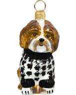 Shih Tzu Brown & White in Hounds Tooth Sweater