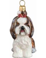 Shih Tzu Sitting with Top Knot Brown and White 