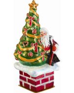 St. Nick Atop the Chimney - Traditional Version - Now on Clearance!