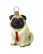 Pug Fawn with Red Crystal Tie - Now on Clearance!
