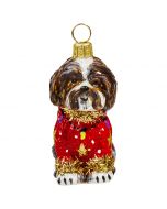 Shih Tzu Brown & White in Ugly Christmas Sweater