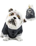 Bulldog in Gray Flocked Coat Rock N Roll Version