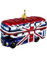 British Double Decker Bus Wrapped in Union Jack Flag