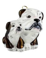 Bulldog Mother wIth Puppy Brown & White