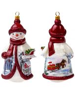 Glitterazzi Red and Silver Snowman Holding a Sleigh