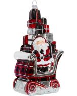 Santa in Sleigh with Gifts - Tartan Plaid Version