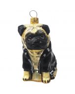 Pug Fawn in Motorcycle Jacket