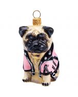 Pug Fawn in Pink Motorcycle Jacket