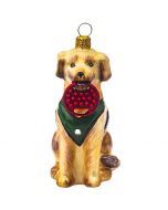 Yellow Lab in Vest with Crystal Fetching Ring