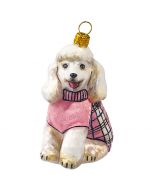 Poodle in Pink & Black Checked Sweater