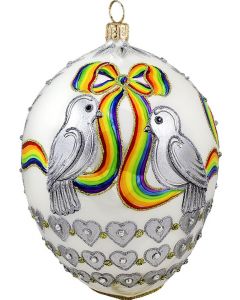 Timeless Rainbow Love Birds Jeweled Egg NOW ON CLEARANCE!  Includes Brass Stand & Gift Box