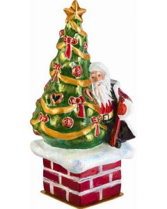 St. Nick Atop the Chimney - Traditional Version - Now on Clearance!
