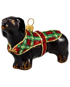 Dachshund Black in Tartan Plaid Glittered Sweater - Only 1 Available!