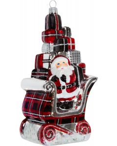 Santa in Sleigh with Gifts - Tartan Plaid Version
