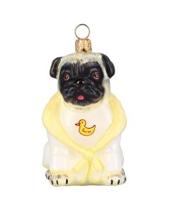 Pug Fawn in Bathrobe "Tub Time" - NEW FOR 2025!