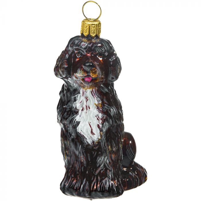 Black and White Portuguese Water Dog Porcelain Ornament /'Santa I Can Explain!/'