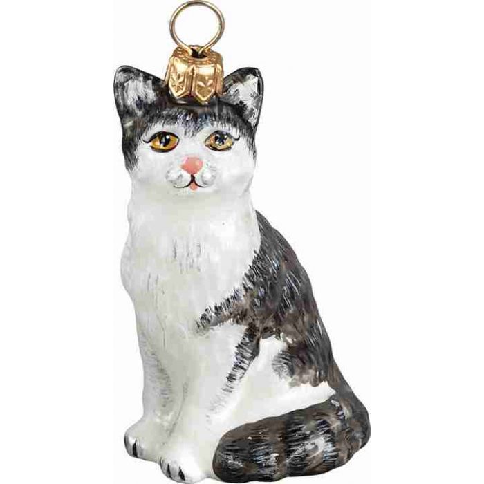 Gray And White American Shorthair Christmas Ornament