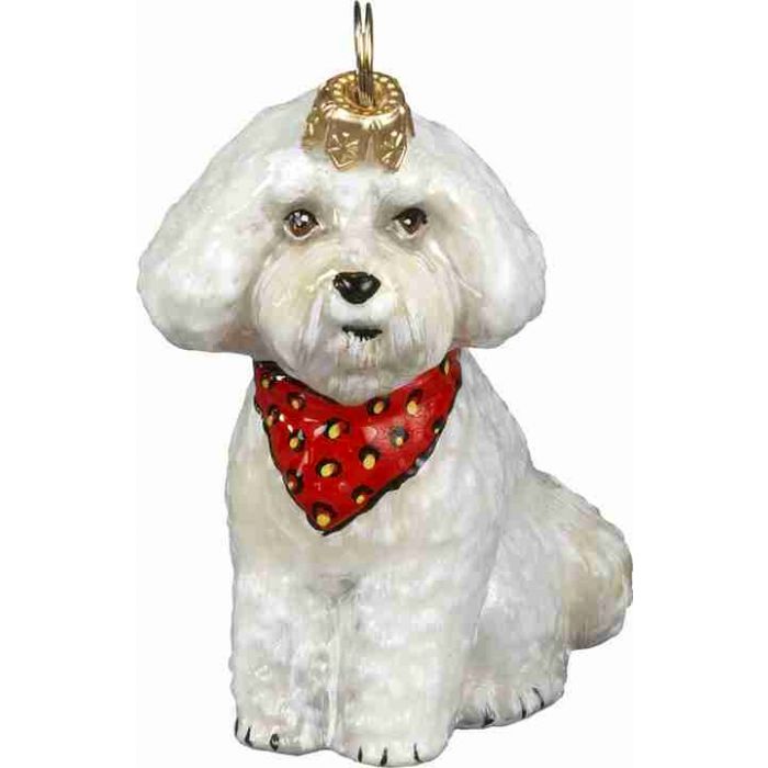 Bichon Frise Puppy With Bandana Christmas Ornament